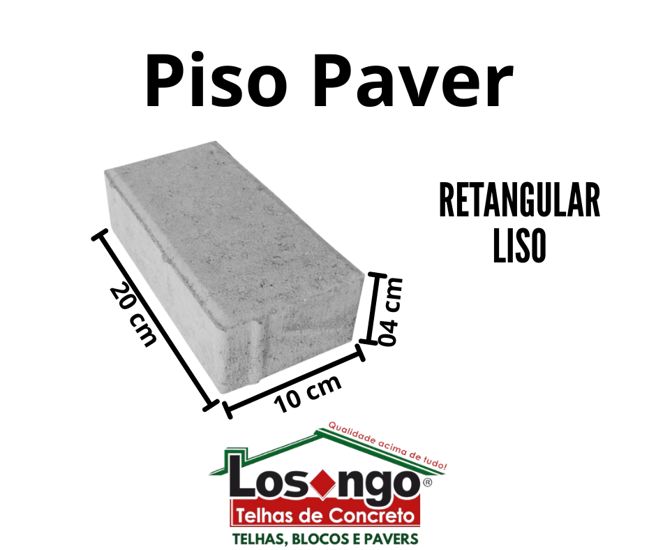 Piso Paver Retangular Liso